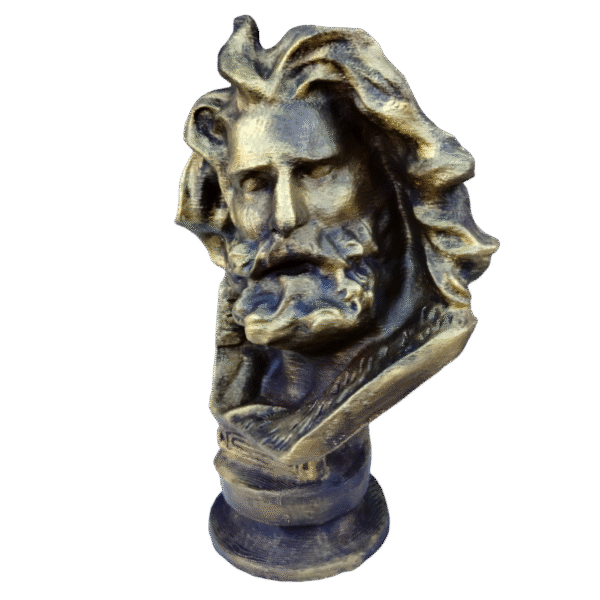 Busto Zeus Dios Griego Pintado Símil Bronce Escultura 3d