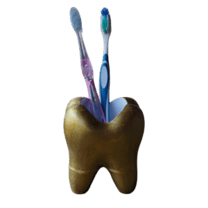 Porta Cepillo De Dientes O Lapicero Muela Dorado Pintado