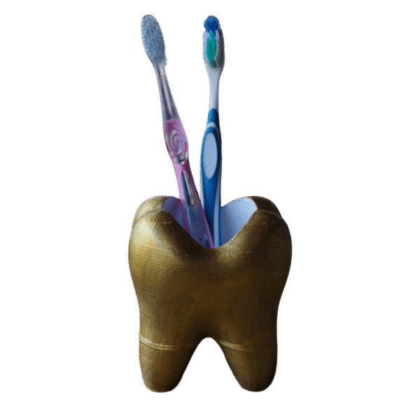 Porta Cepillo De Dientes O Lapicero Muela Dorado Pintado