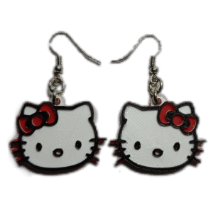 Aros Colgantes Hello Kitty Impresión 3d Aritos Mujer Hombre
