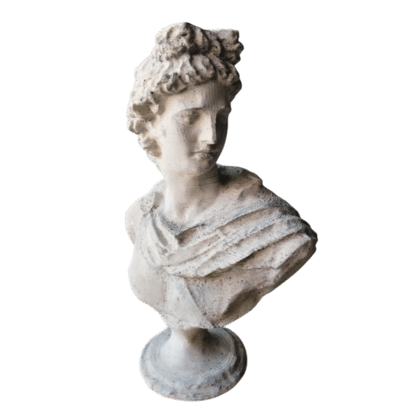 Escultura Busto Dios Griego Apolo Pintado Símil Mármol 3d