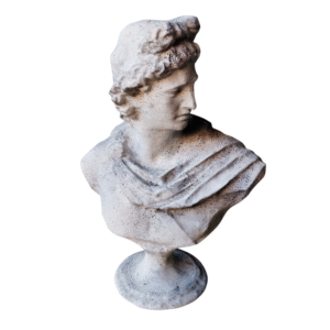 Escultura Busto Dios Griego Apolo 15cm Pintado Símil Mármol