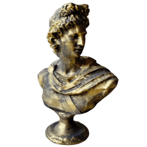 Escultura Busto Dios Griego Apolo Pintado Símil Bronce 3d