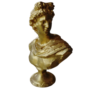 Escultura Busto Dios Griego Apolo Pintado Dorado Deco 3d