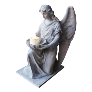 Estatua Ángel De Highgate Símil Mármol Portavelas Vela+pila