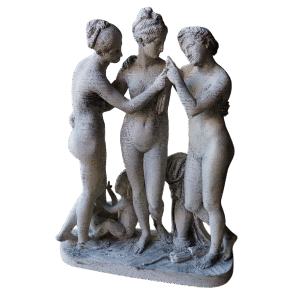 Escultura Las Tres Gracias De Canova Pintada Símil Mármol 3d