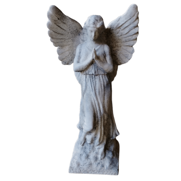 Estatua Ángel Rezando Pintado Símil Mármol Decoración 3d