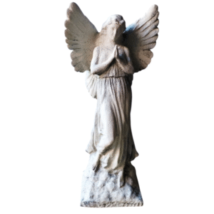 Escultura Angel Rezando 40cm Pintado Símil Mármol Figura 3d