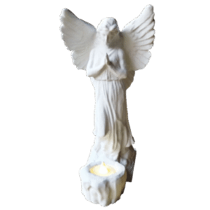 Estatua Ángel Rezando 3d Portavelas 25cm + Vela Led + Pila