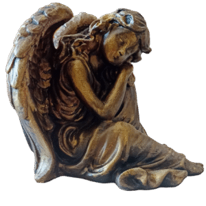 Estatua Angel Descansando Simil Bronce Decoración Clásica 3d