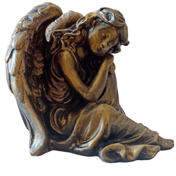 Estatua Angel Descansando Simil Bronce Decoración Clásica 3d