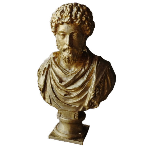 Busto Marco Aurelio Del Louvre Pintado A Mano Dorado Deco