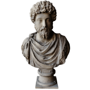 Busto Marco Aurelio Del Louvre Pintado Beige Símil Mármol