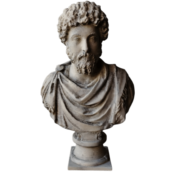 Busto Marco Aurelio Del Louvre Pintado Beige Símil Mármol