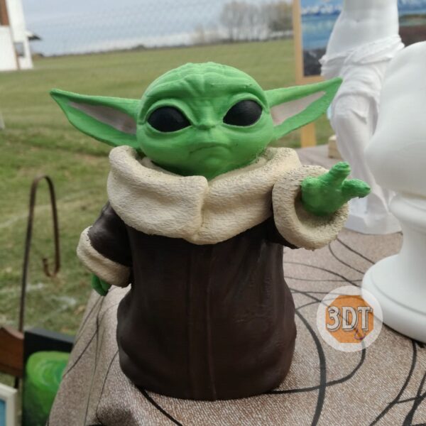Figura De Baby Yoda Pintada Estatuilla De Grogu Mandalorian - Image 2