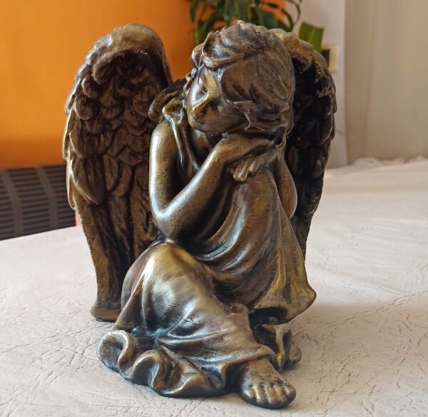 Estatua Angel Descansando Simil Bronce Decoración Clásica 3d - Image 2