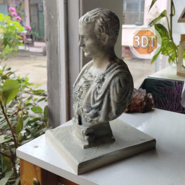 Lapicero Busto Julio César Pintado A Mano Simil Mármol Deco - Image 4
