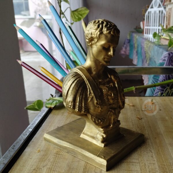 Lapicero Busto Julio César Pintado A Mano Dorado Deco - Image 7