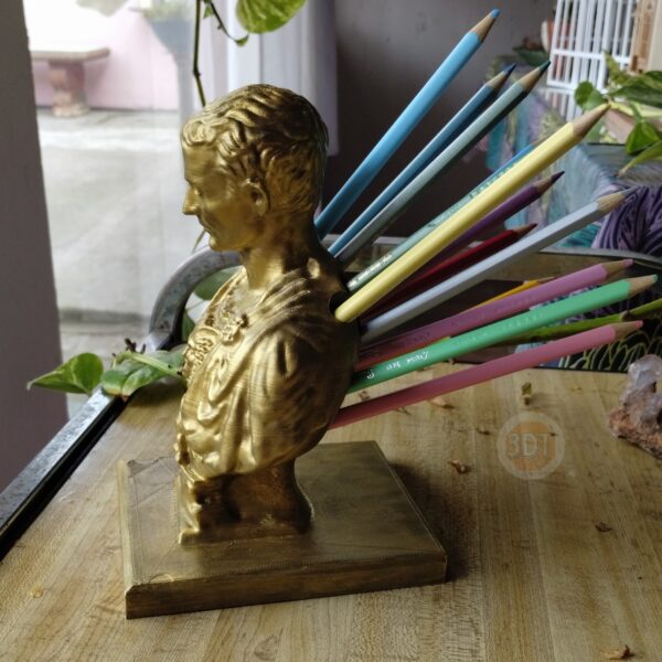 Lapicero Busto Julio César Pintado A Mano Dorado Deco - Image 6
