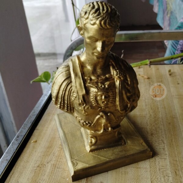 Lapicero Busto Julio César Pintado A Mano Dorado Deco - Image 3