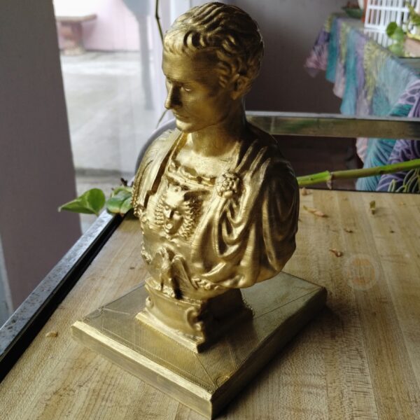 Lapicero Busto Julio César Pintado A Mano Dorado Deco - Image 2