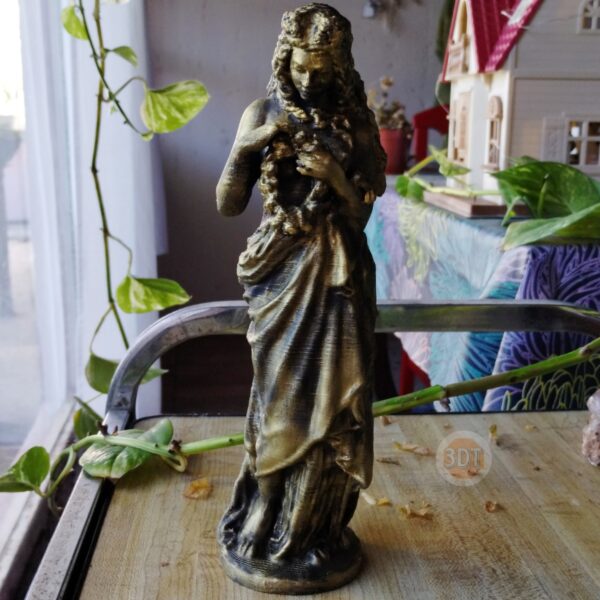 Estatua Figura Tiempo De Primavera Pintada Símil Bronce Deco - Image 4