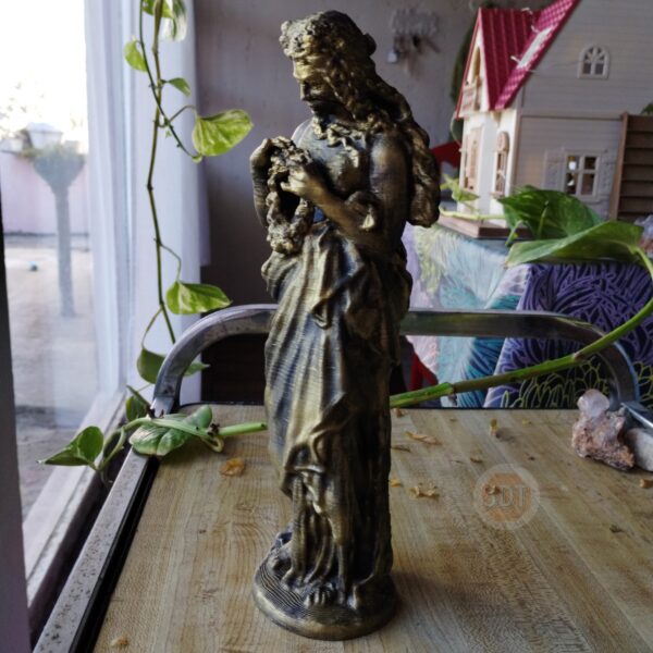 Estatua Figura Tiempo De Primavera Pintada Símil Bronce Deco - Image 3