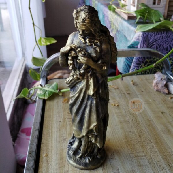 Estatua Figura Tiempo De Primavera Pintada Símil Bronce Deco - Image 2