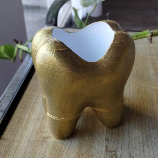 Porta Cepillo De Dientes O Lapicero Muela Dorado Pintado - Image 3