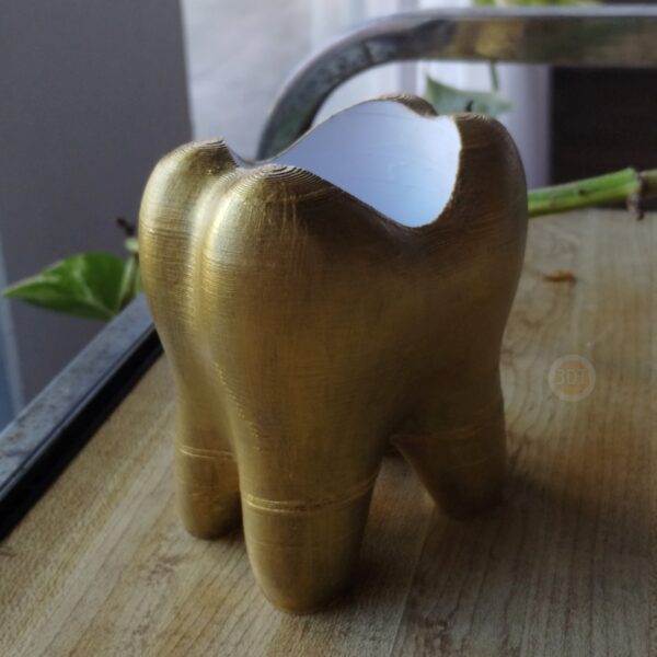 Porta Cepillo De Dientes O Lapicero Muela Dorado Pintado - Image 2