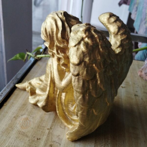 Estatua Angel Descansando Pintado A Mano Dorado Deco 3d - Image 2