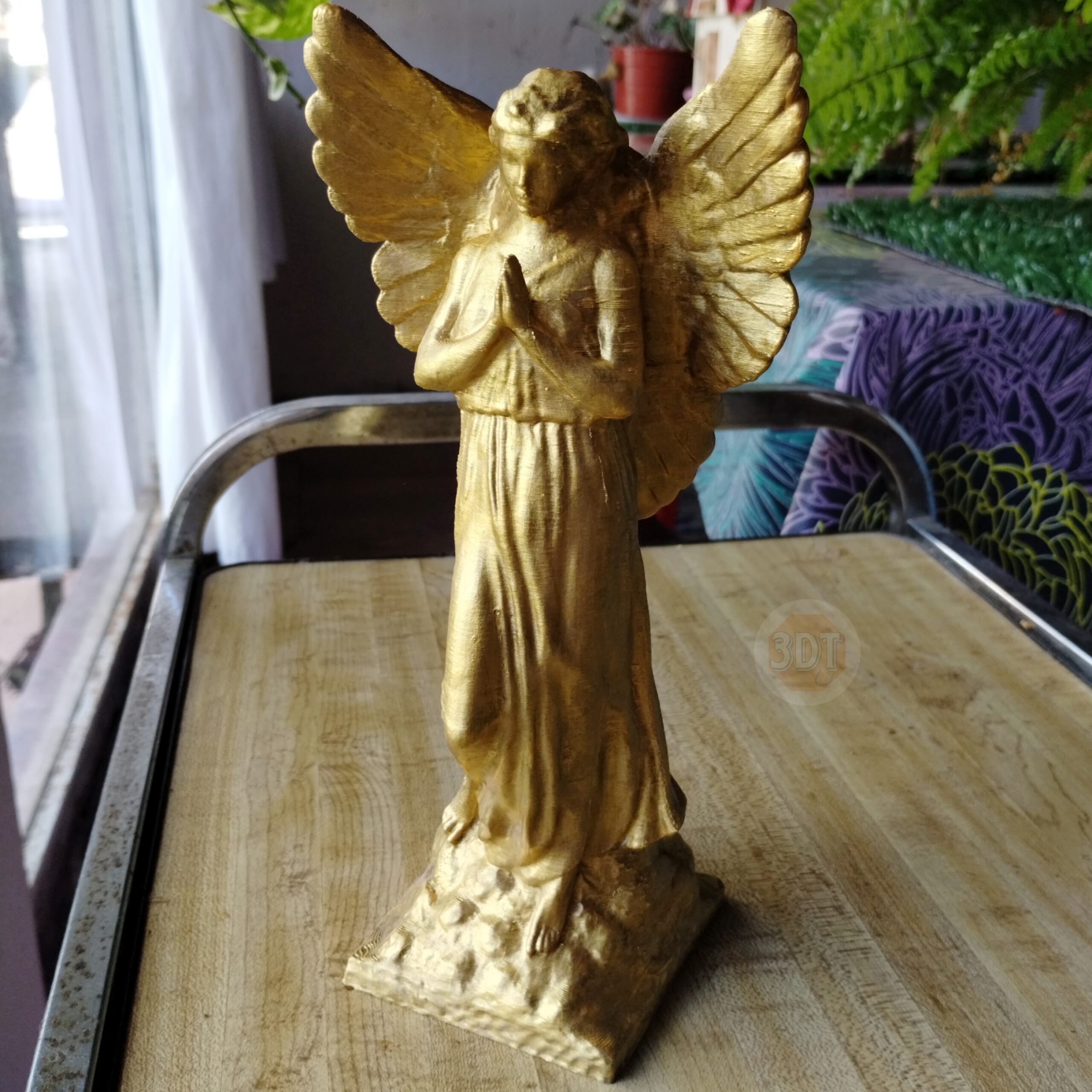 Estatua Angel Rezando Pintado Color Dorado Decoración 3d - Image 4