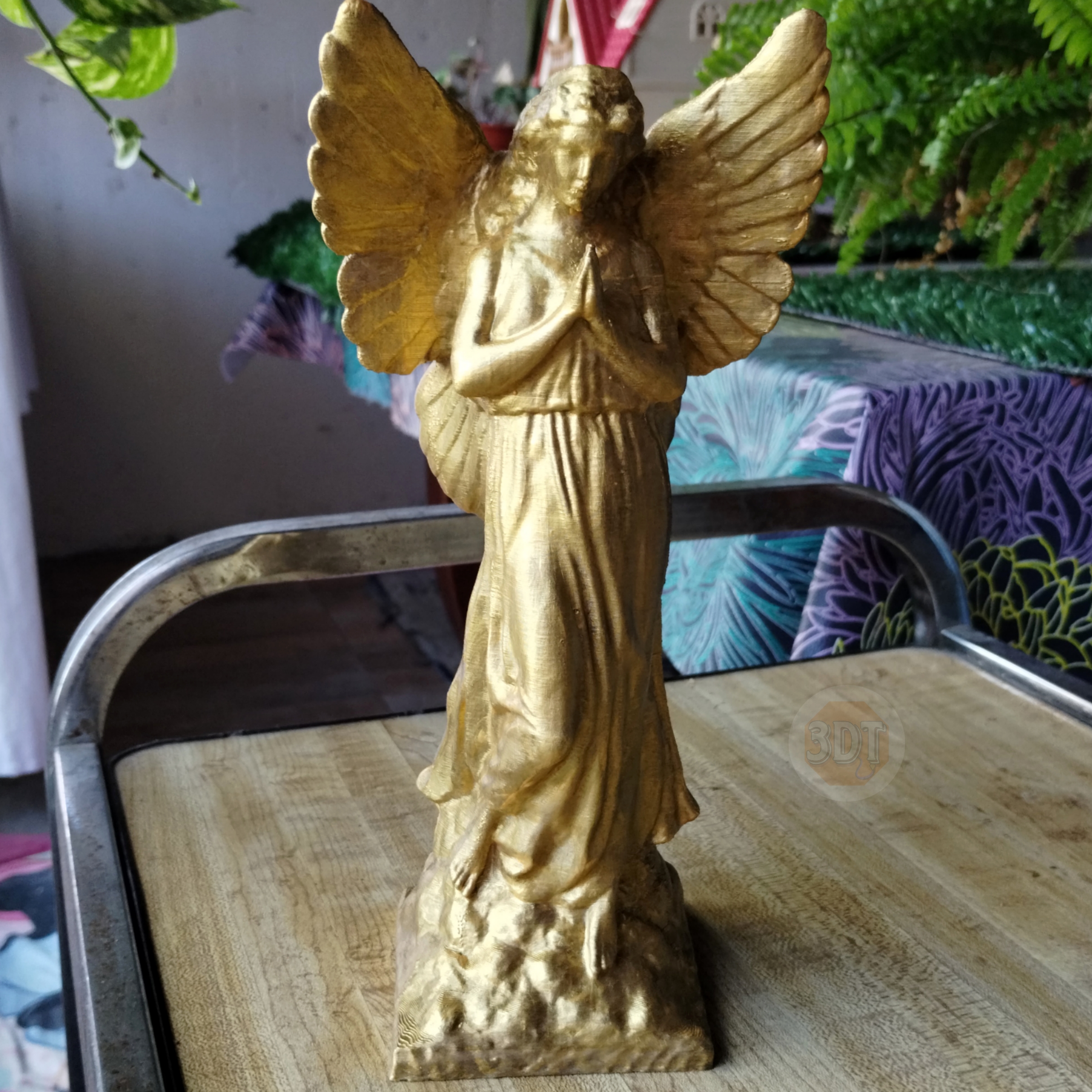 Estatua Angel Rezando Pintado Color Dorado Decoración 3d - Image 5