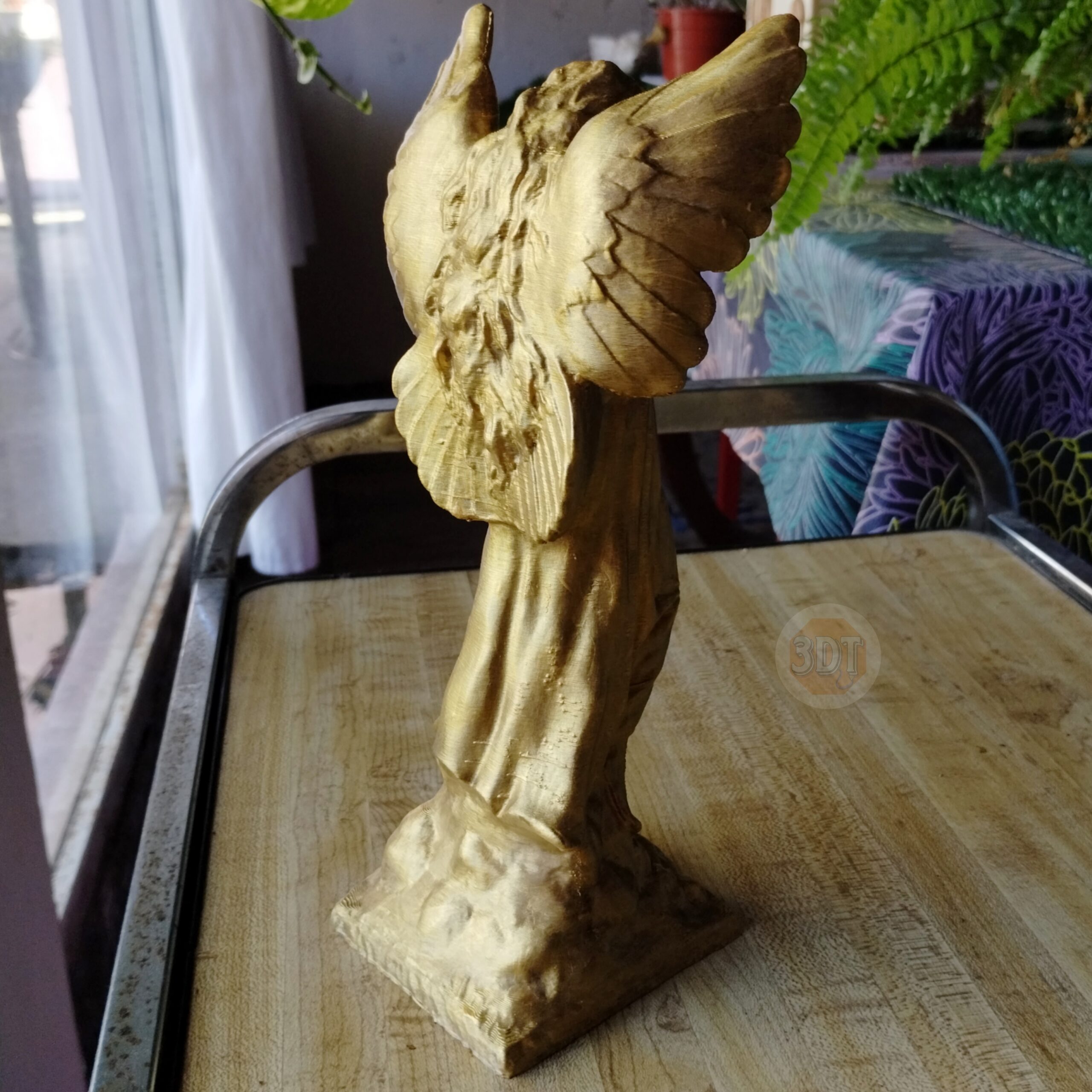 Estatua Angel Rezando Pintado Color Dorado Decoración 3d - Image 2