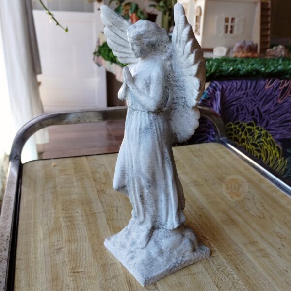 Estatua Ángel Rezando Pintado Símil Mármol Decoración 3d - Image 6