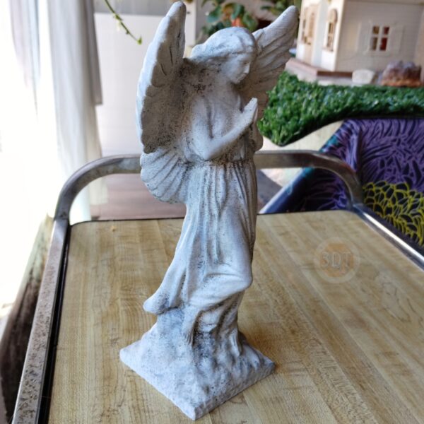 Estatua Ángel Rezando Pintado Símil Mármol Decoración 3d - Image 4