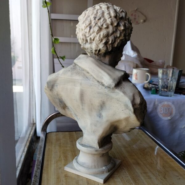 Busto Marco Aurelio Del Louvre Pintado Beige Símil Mármol - Image 3