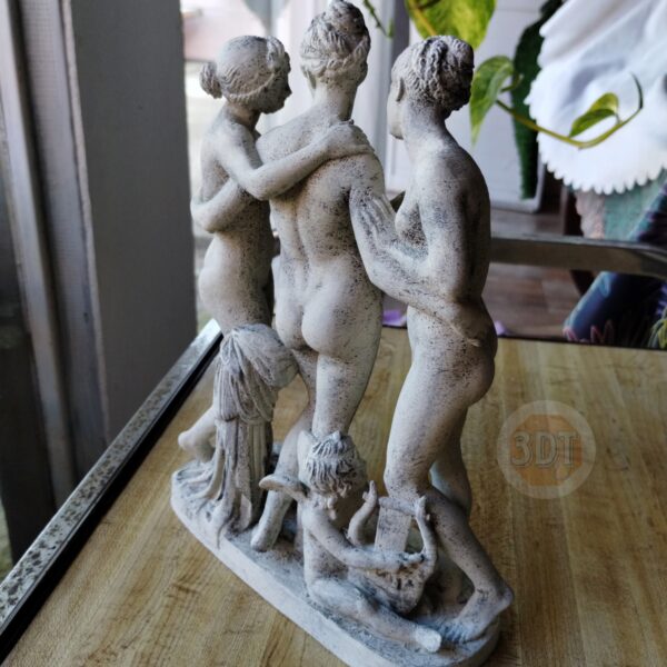 Escultura Las Tres Gracias De Canova Pintada Símil Mármol 3d - Image 3
