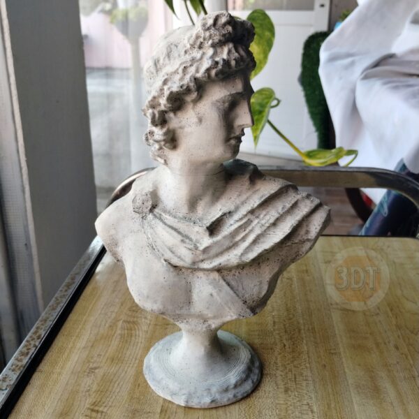 Escultura Busto Dios Griego Apolo Pintado Símil Mármol 3d - Image 5