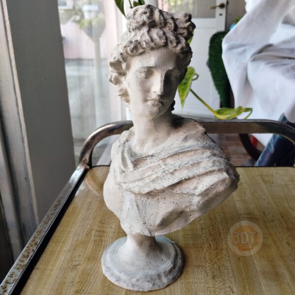 Escultura Busto Dios Griego Apolo Pintado Símil Mármol 3d - Image 2