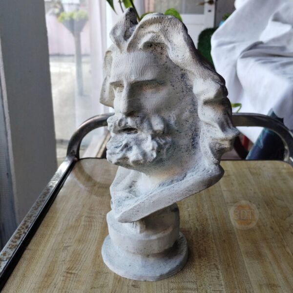 Busto Zeus Dios Griego Pintado Símil Mármol Escultura 3d - Image 5