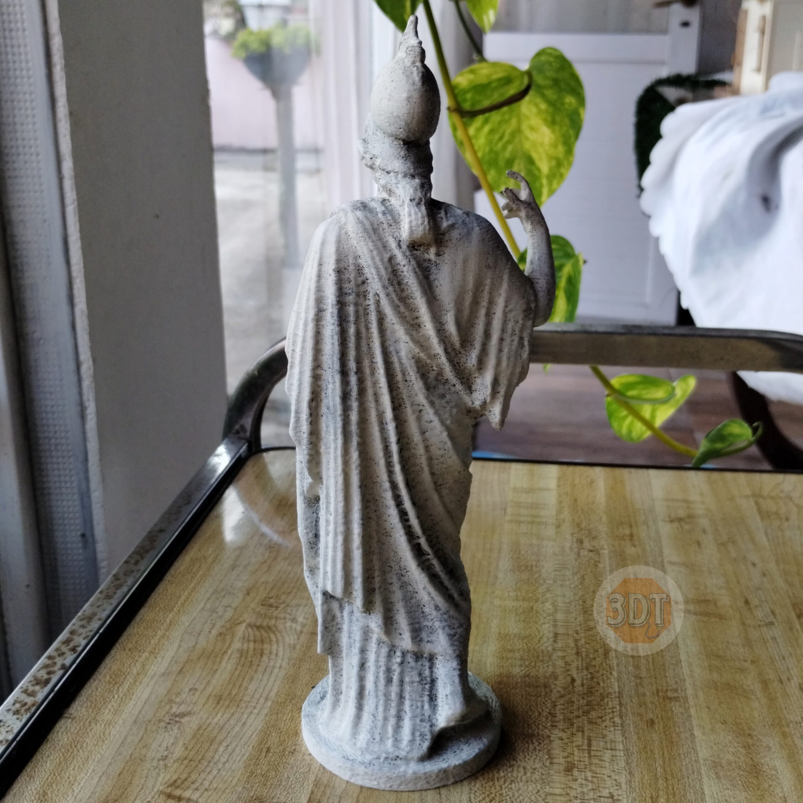 Estatua Figura Diosa Atenea Griega Pintada Símil Mármol 3d - Image 4