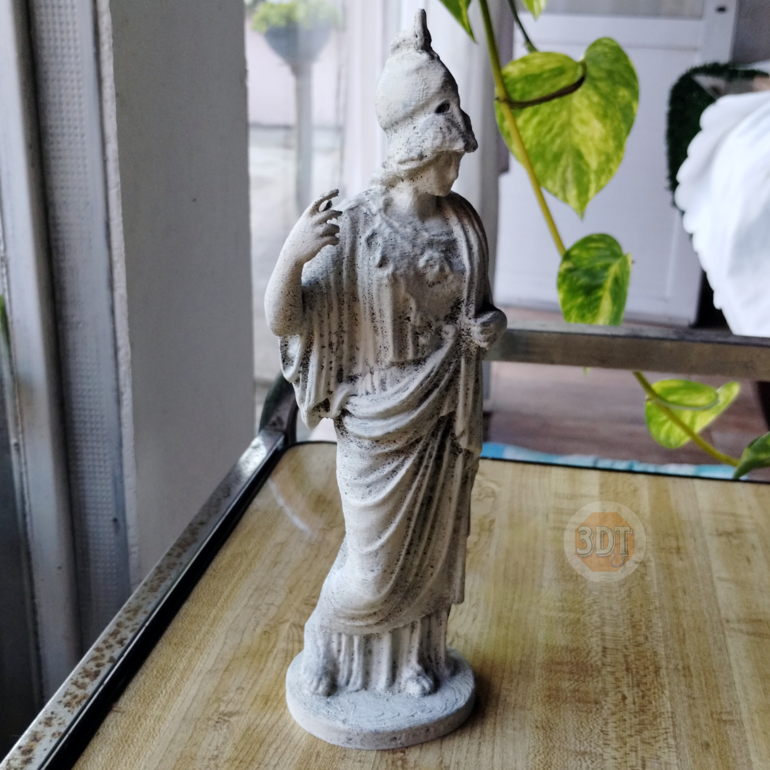 Estatua Figura Diosa Atenea Griega Pintada Símil Mármol 3d - Image 3