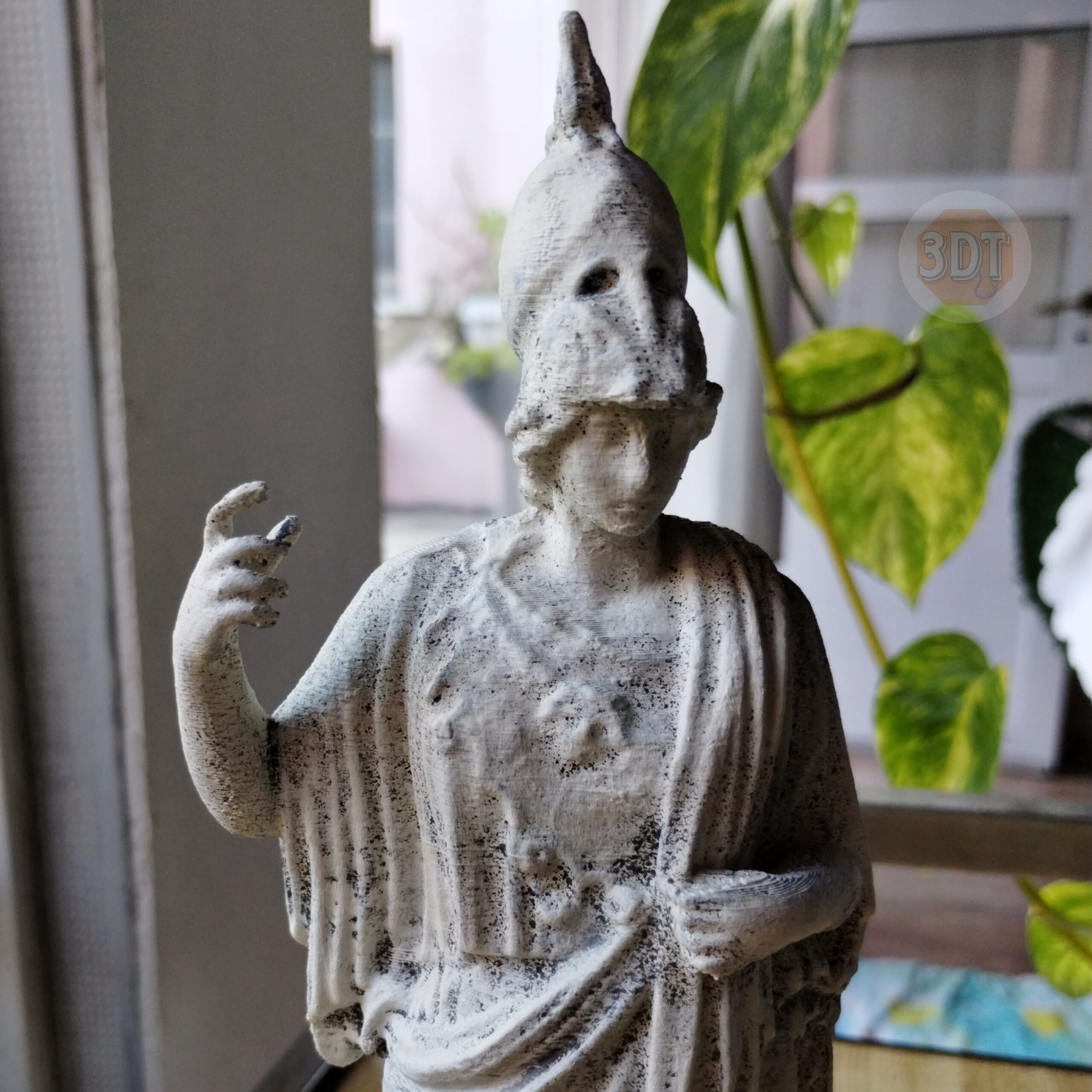 Estatua Figura Diosa Atenea Griega Pintada Símil Mármol 3d - Image 2