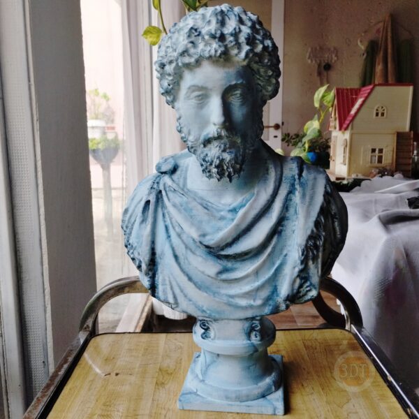 Busto Marco Aurelio Del Louvre 40cm 3d Símil Mármol Frio - Image 2