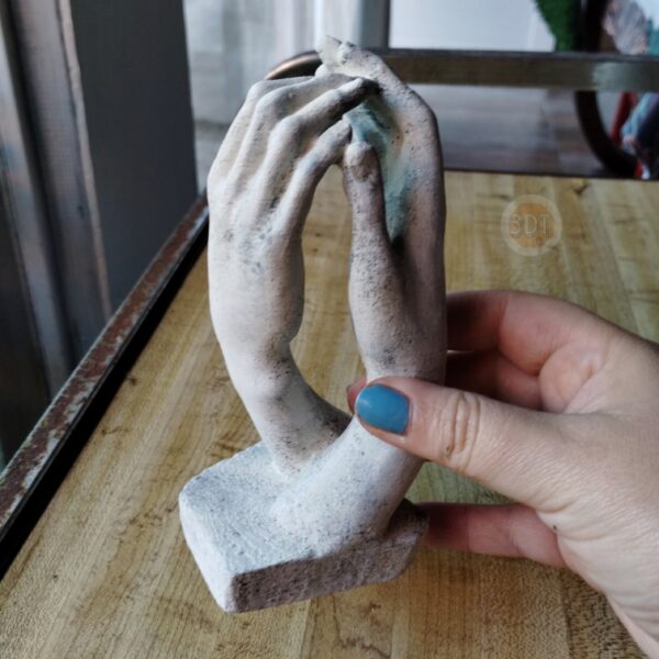 Estatua Manos La Catedral Rodin 15cm Pintado Símil Mármol 3d - Image 2