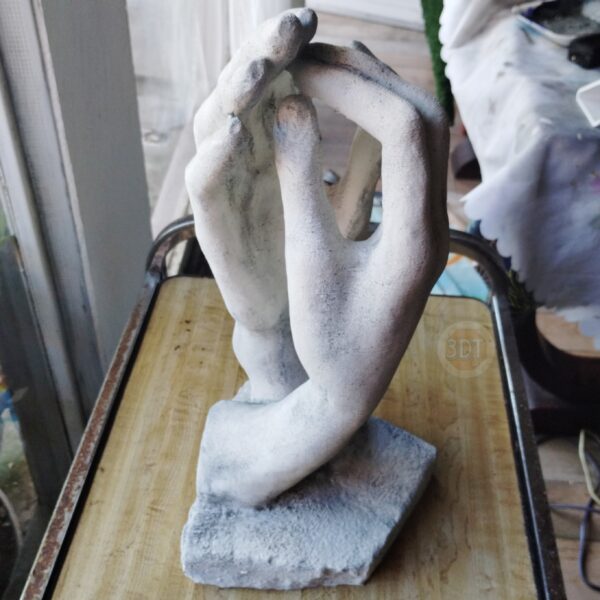 Estatua Manos La Catedral Auguste Rodin Simil Marmol 40cm 3d - Image 3