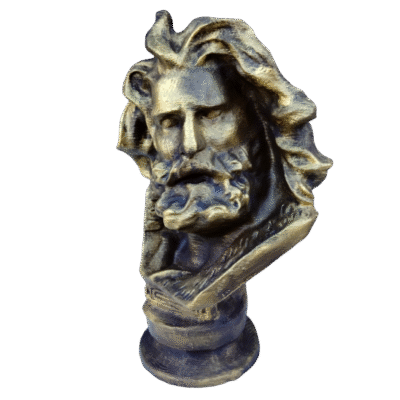Busto Zeus Dios Griego Pintado Símil Bronce Escultura 3d