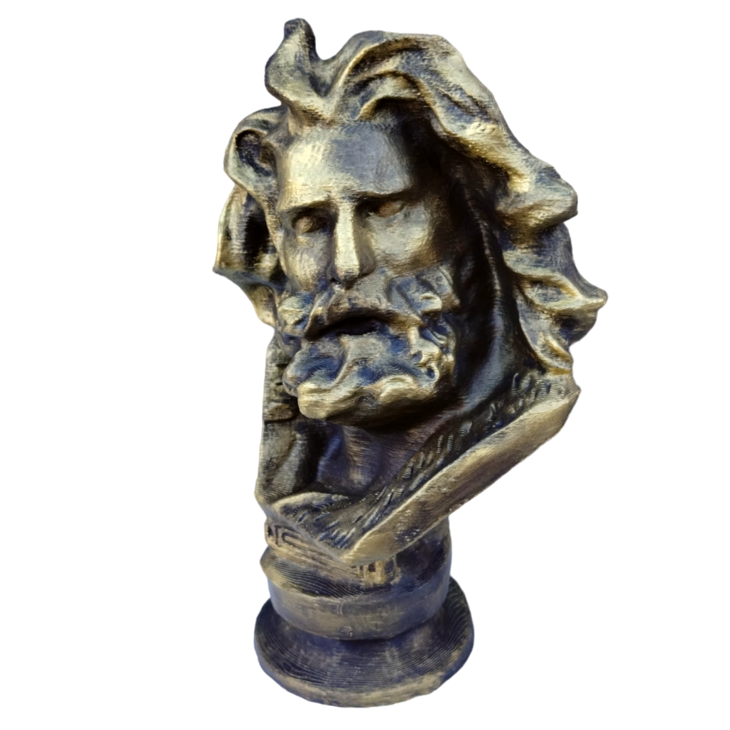 Busto Zeus Dios Griego Pintado Símil Bronce Escultura 3d