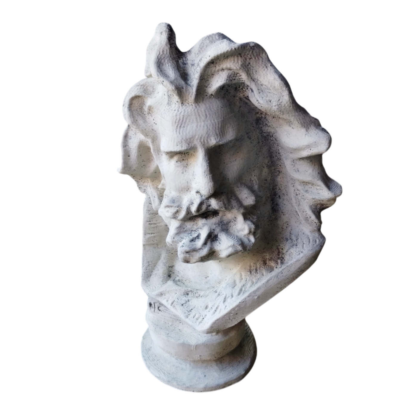 Busto Zeus Dios Griego Pintado Símil Mármol Escultura 3d